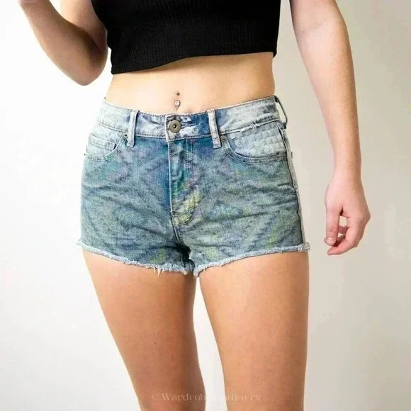 Bethany Mota for Aeropostale Denim High Rise Shorty Shorts - Picture 6 of 8